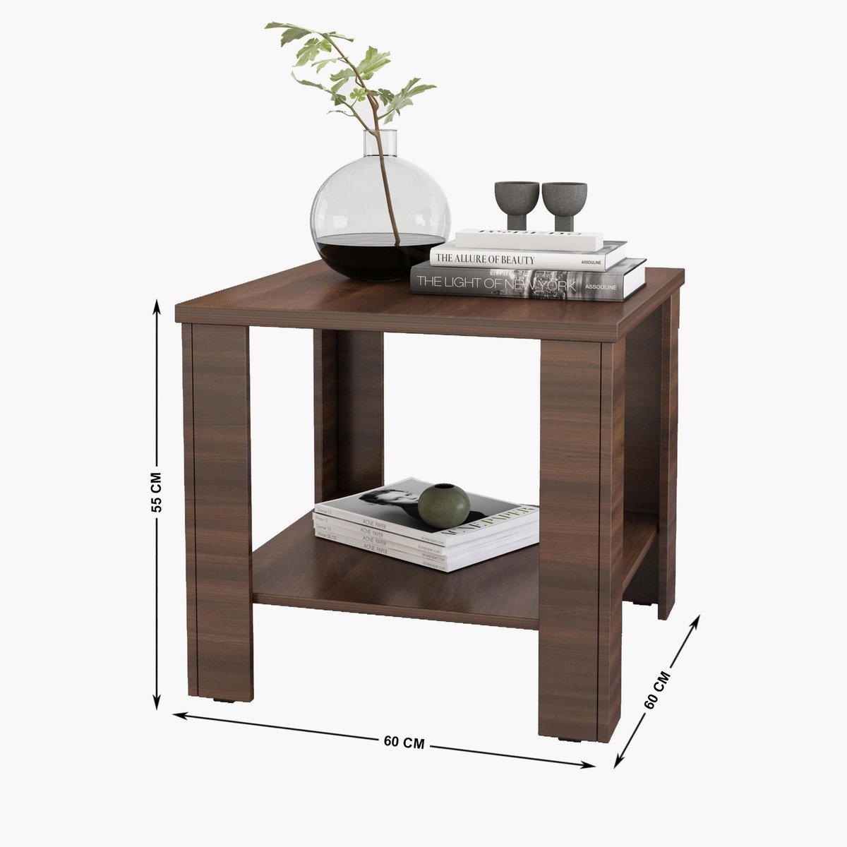 Omkarwood Premium White Engineered Wood End Table