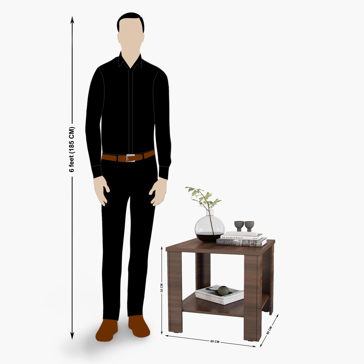 Omkarwood Premium White Engineered Wood End Table