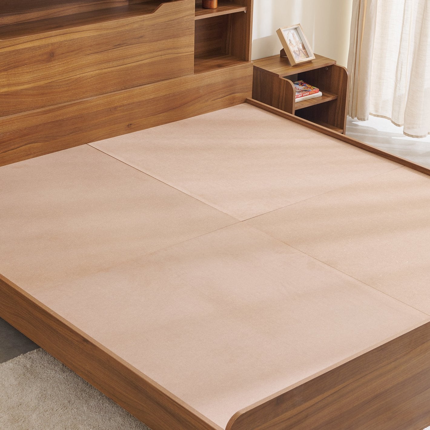 Omkarwood “Regalia” Engineered Wood King Size Bed – Without Storage