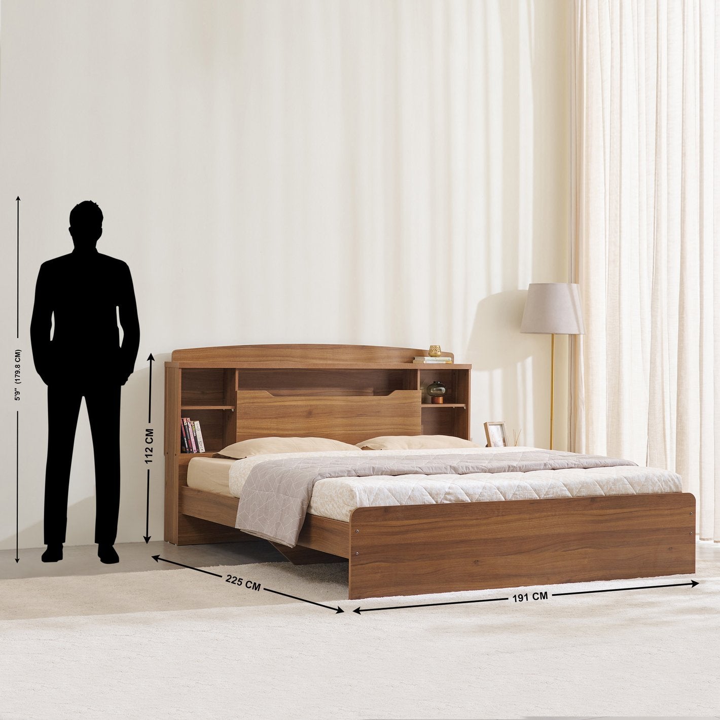 Omkarwood “Regalia” Engineered Wood King Size Bed – Without Storage