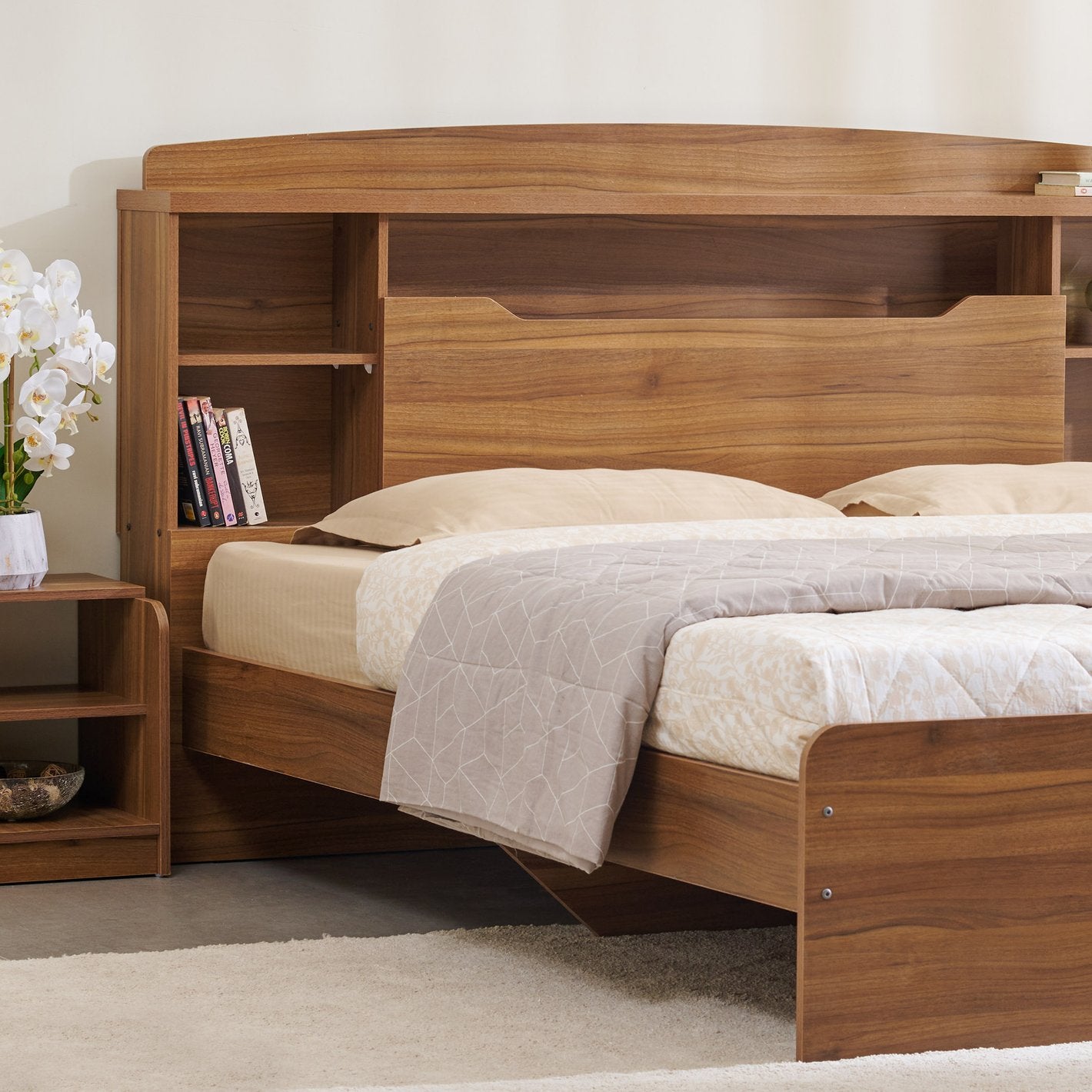 Omkarwood “Regalia” Engineered Wood King Size Bed – Without Storage