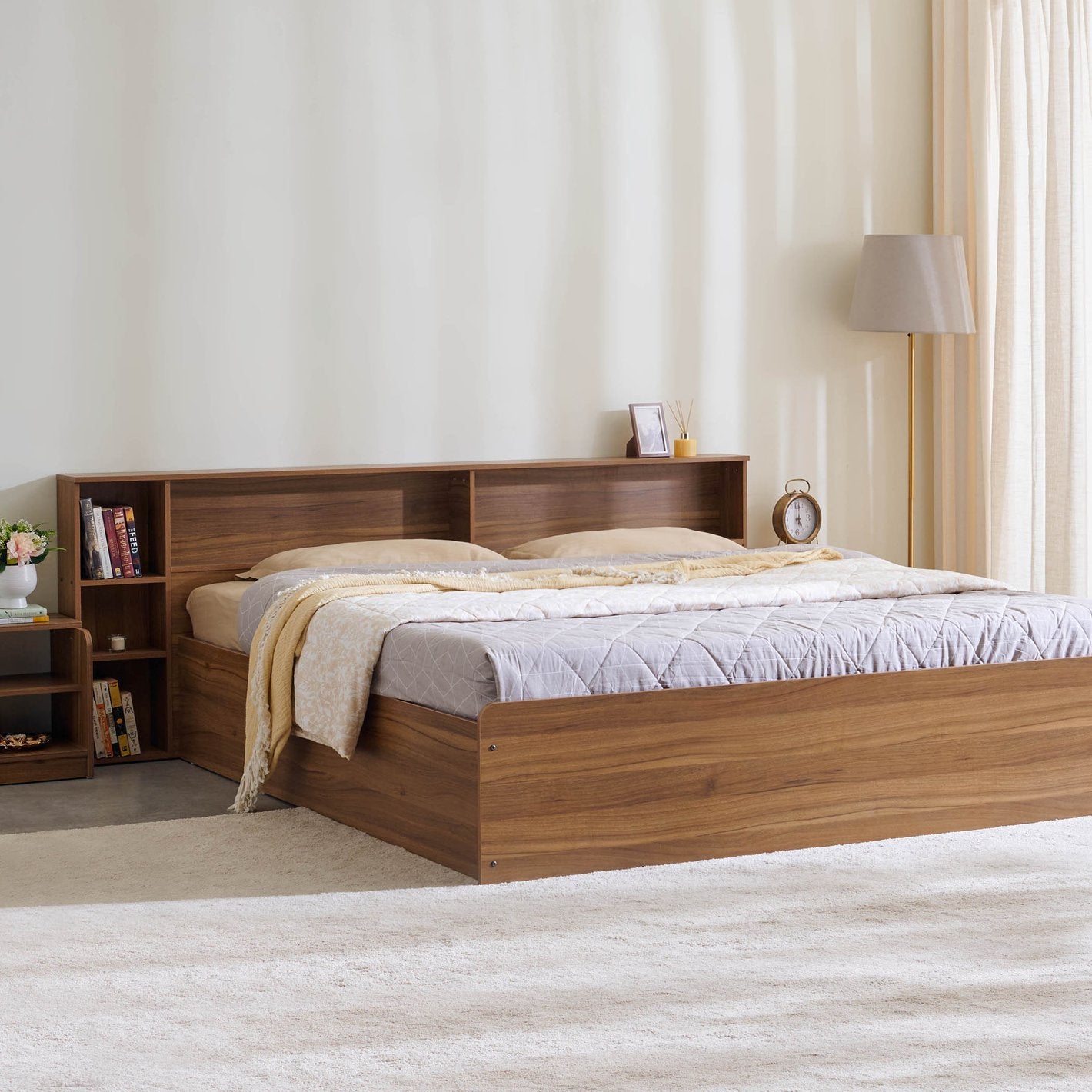 OmkarWood Premium King Storage Bed – Verona Walnut
