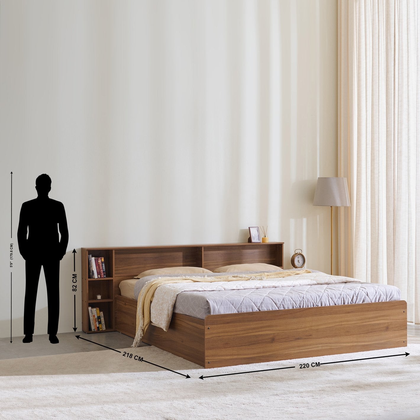 OmkarWood Premium King Storage Bed – Verona Walnut
