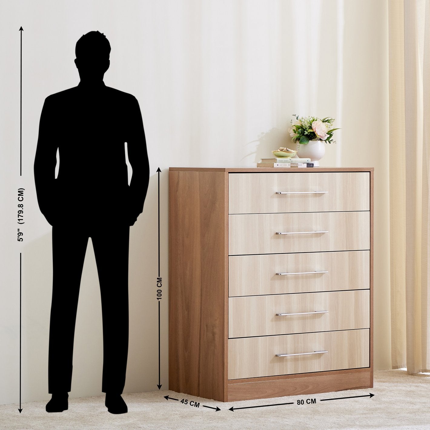 Omkarwood Modulo 5-Drawer Storage Chest