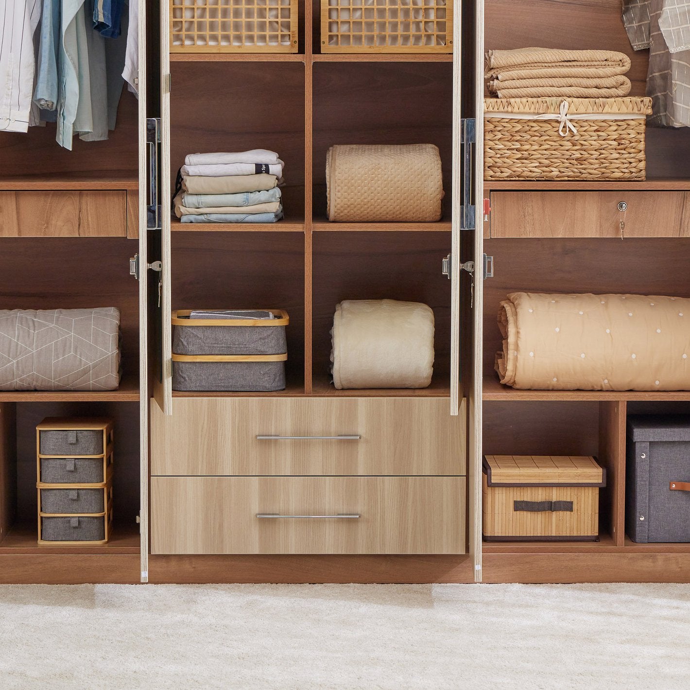 Astoria 6-Door Wardrobe with Mirror & Drawer Storage