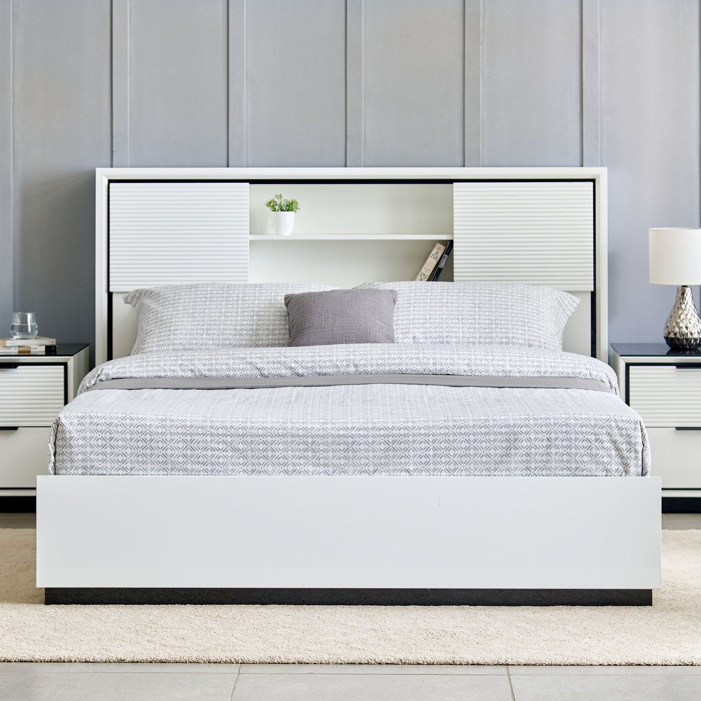 Omkarwood "LuxeNest" Premium King Size Bed with Box & Side Storage