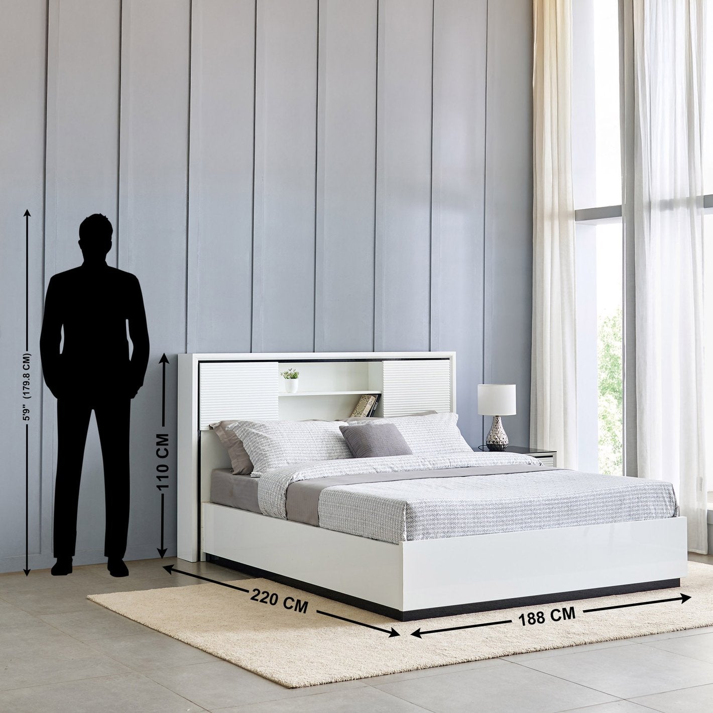 Omkarwood "LuxeNest" Premium King Size Bed with Box & Side Storage