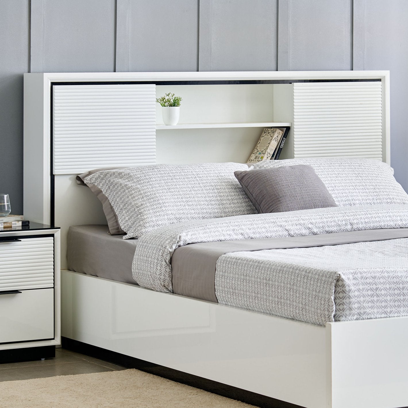Omkarwood "LuxeNest" Premium King Size Bed with Box & Side Storage