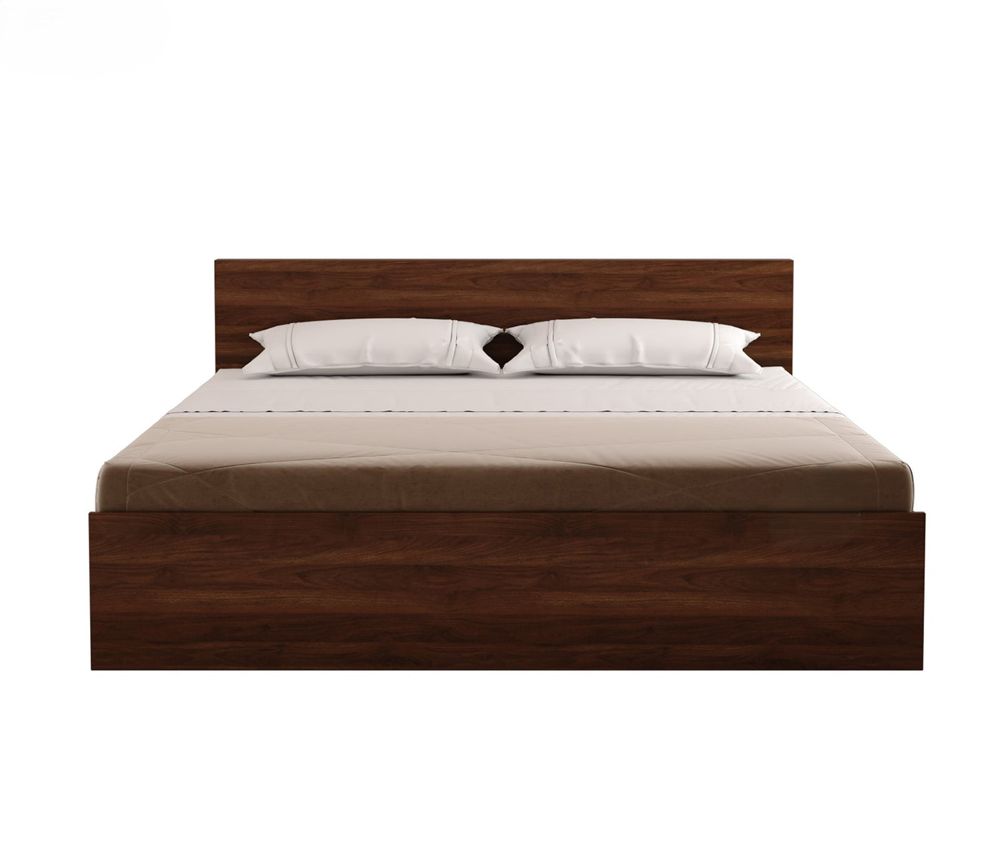 Elegance King Size Bed in Premium Engineered Wood (Walnut Finish, No Storage)