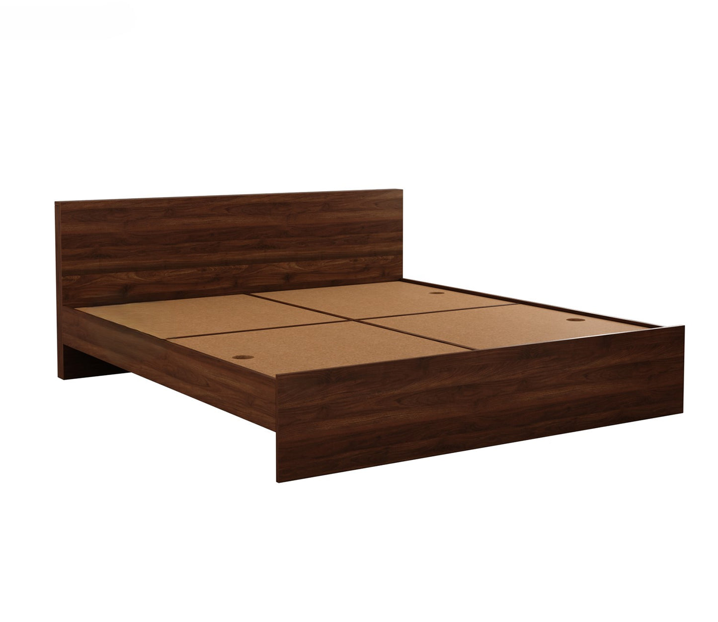 Elegance King Size Bed in Premium Engineered Wood (Walnut Finish, No Storage)