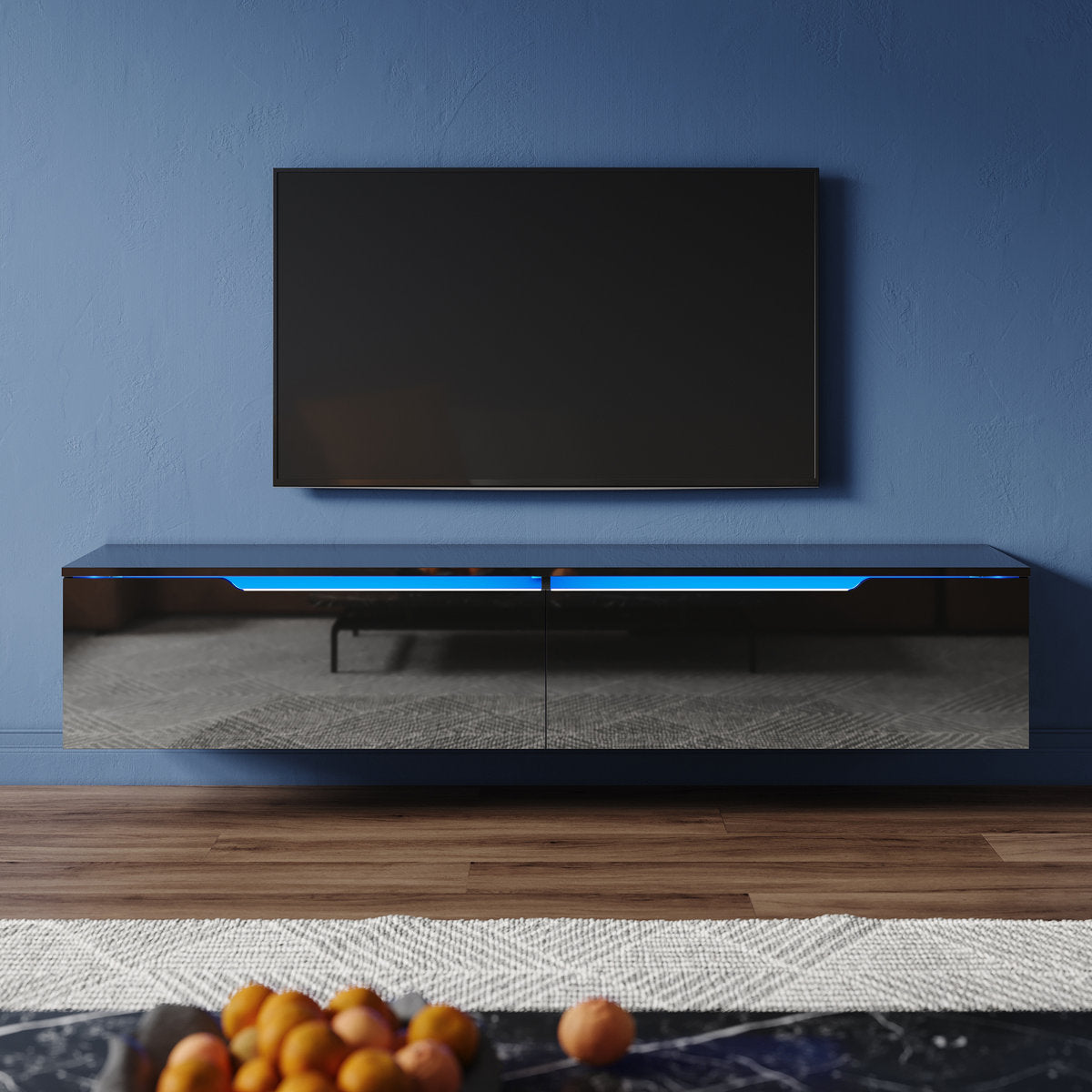 35×30 cm LED TV Cabinet – White & Black Gloss Finish