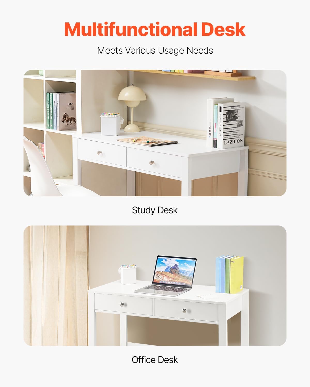 OmkarWood KidsEdge™ Premium MDF Study Desk – White