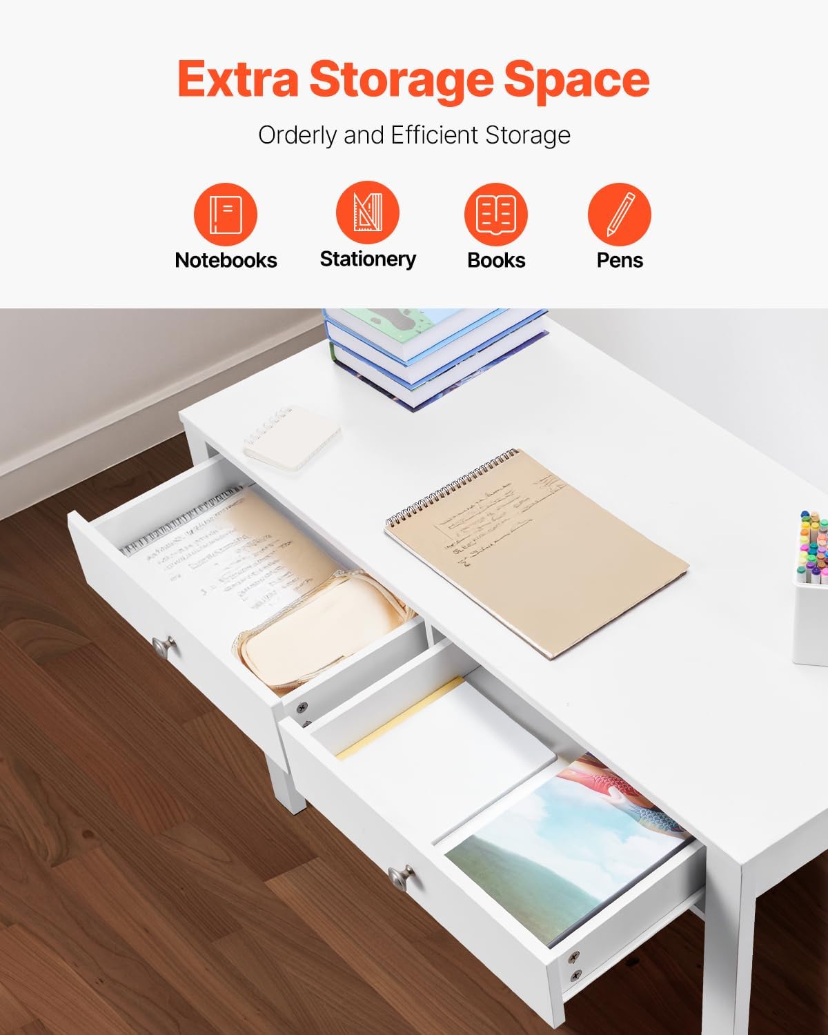 OmkarWood KidsEdge™ Premium MDF Study Desk – White