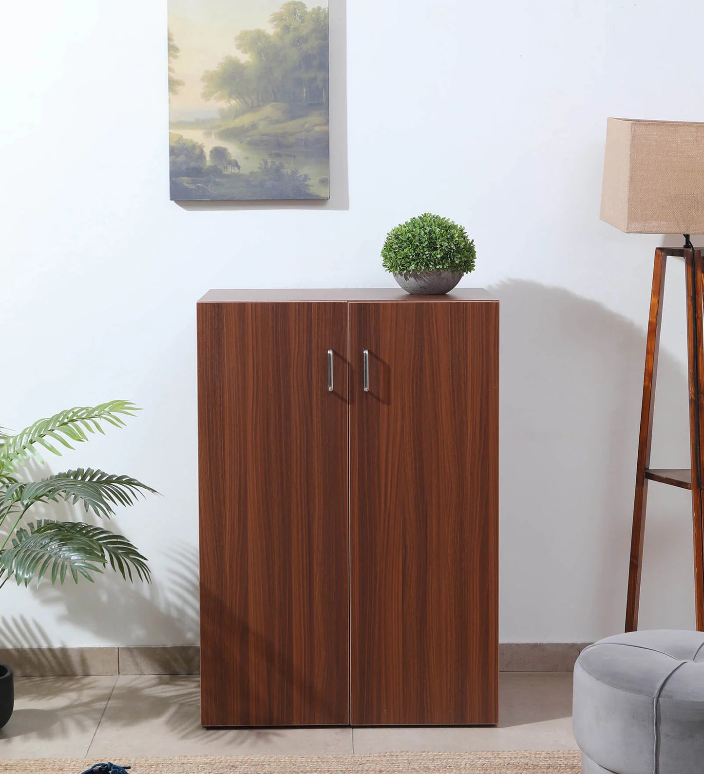 Walnut Elegance Shoe Cabinet