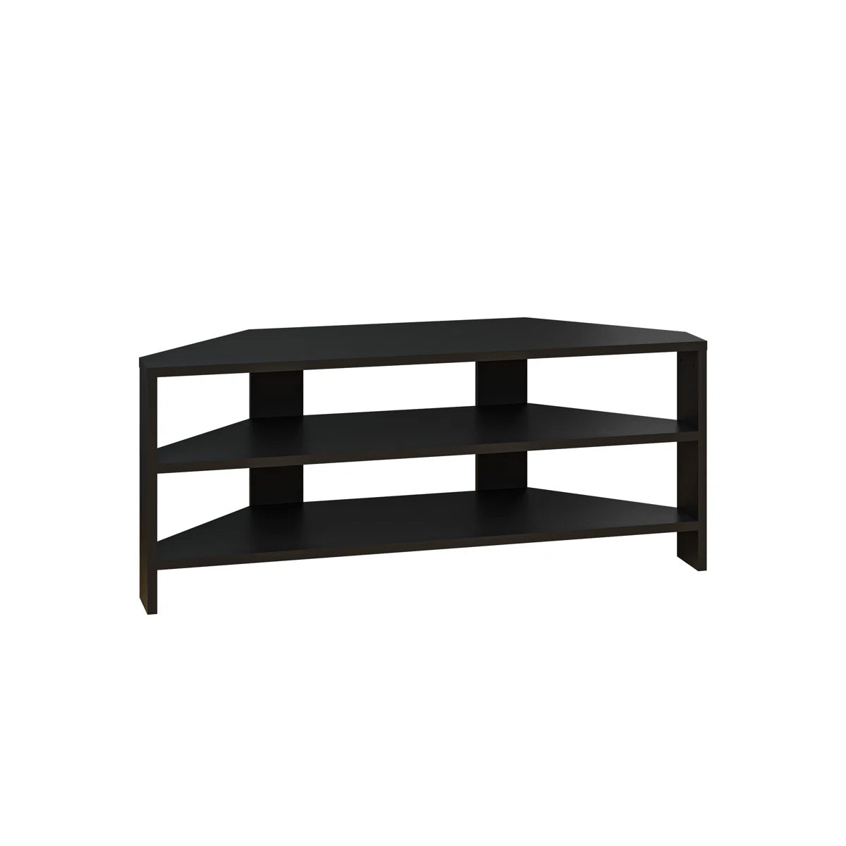 OmkarWood Vertex Black Corner TV Stand – Premium Engineered Wood Unit for TVs up to 49"