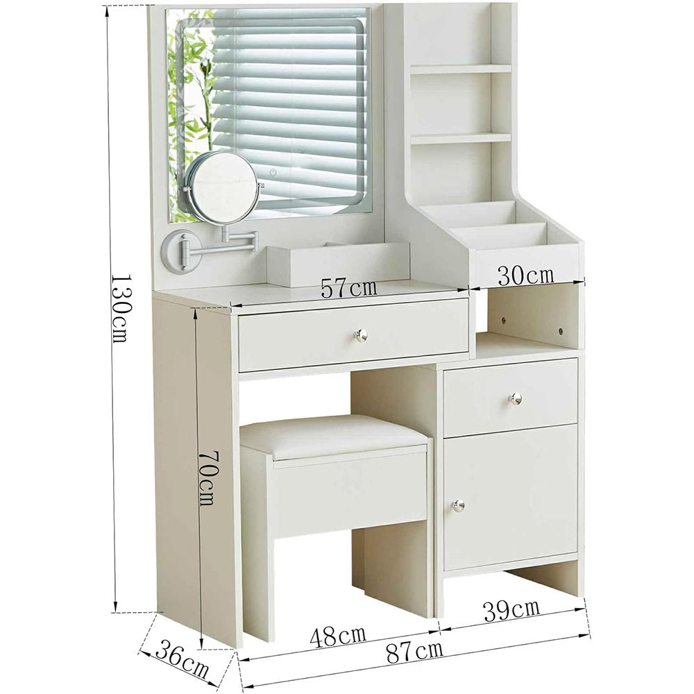 OmkarWood Eleganz Vanity Station with LED Mirror & Storage Hutch