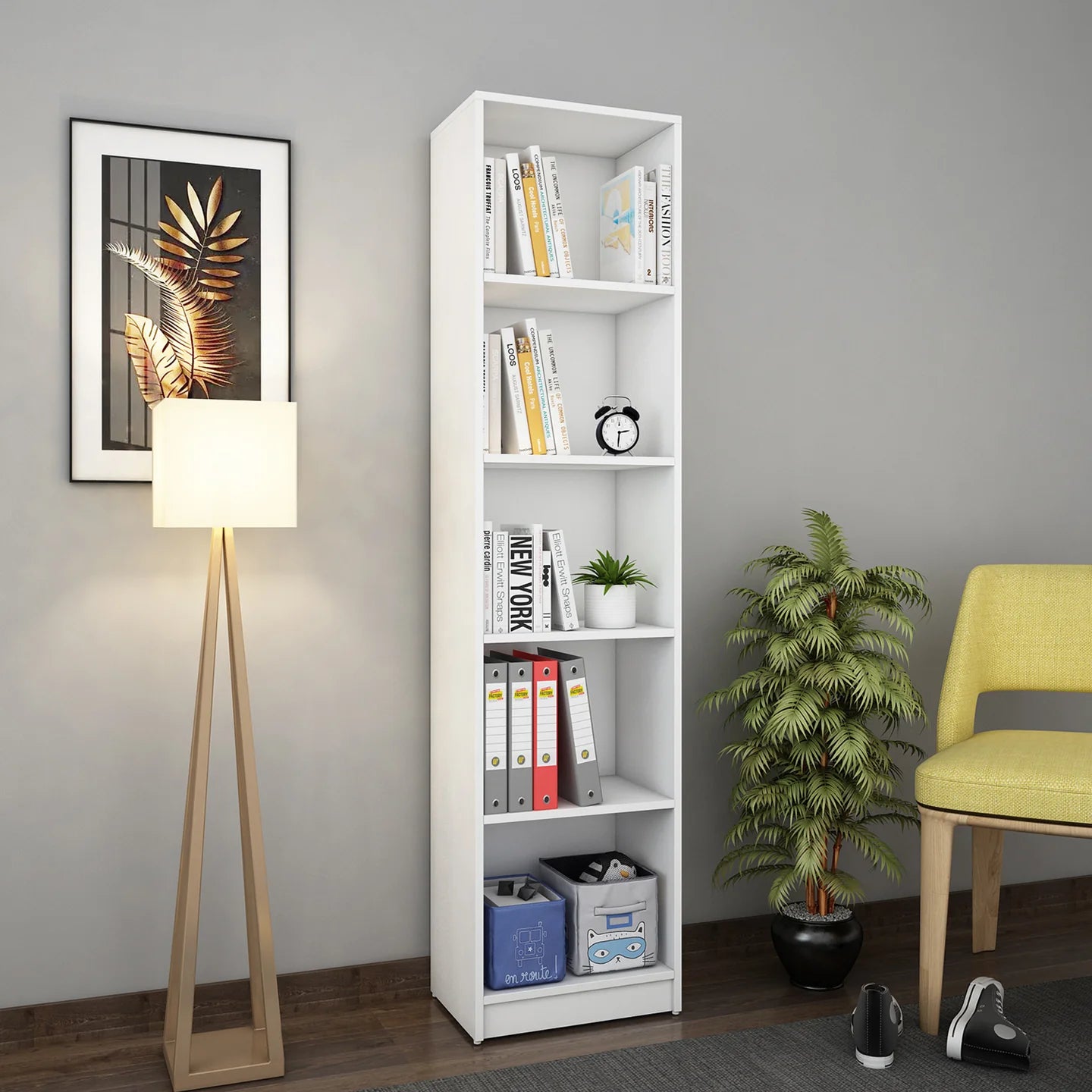 Vistaar Slim Wooden Bookcase White