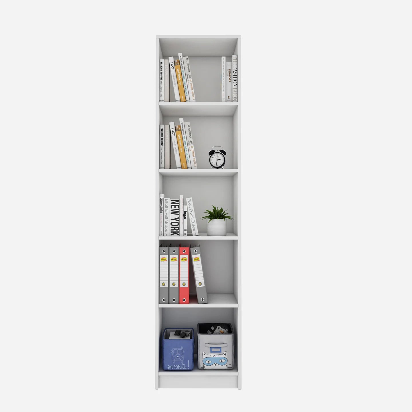 Vistaar Slim Wooden Bookcase White