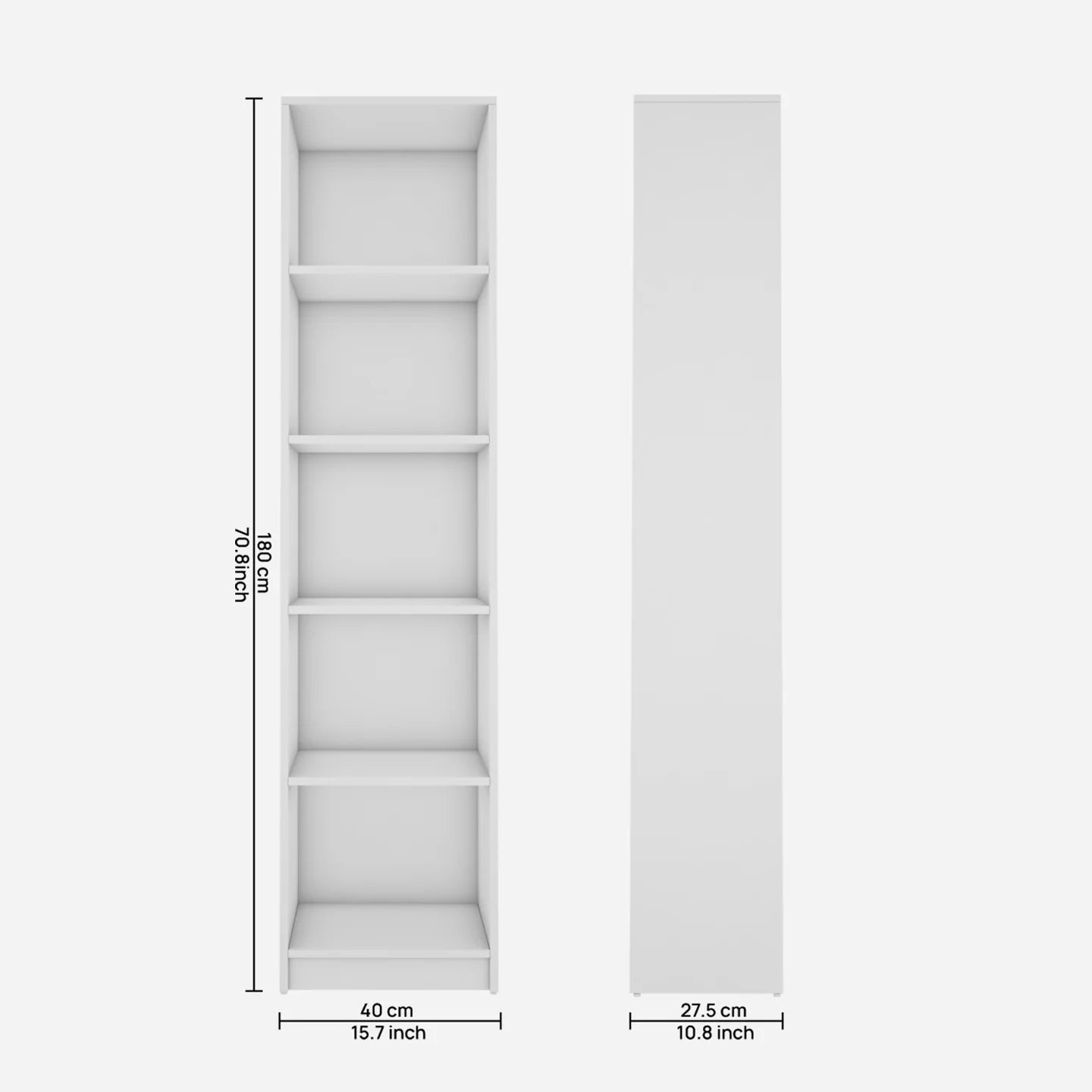 Vistaar Slim Wooden Bookcase White