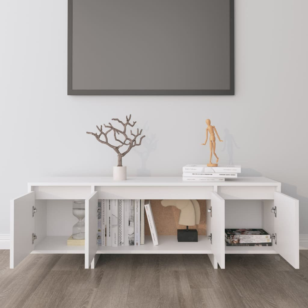 OmkarWood Premium Modern TV Unit – White Minimalist Engineered Wood Cabinet