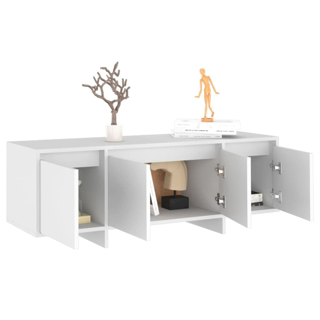 OmkarWood Premium Modern TV Unit – White Minimalist Engineered Wood Cabinet