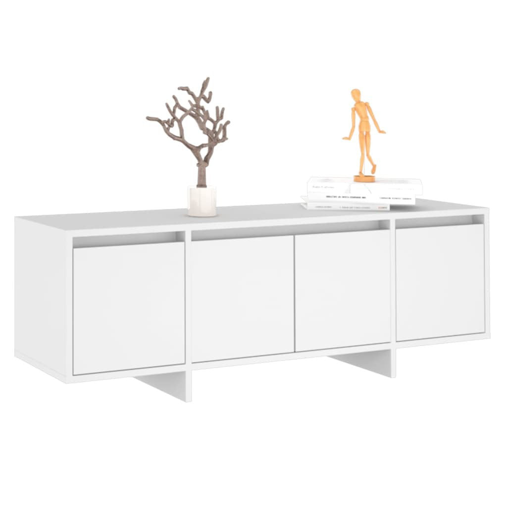 OmkarWood Premium Modern TV Unit – White Minimalist Engineered Wood Cabinet