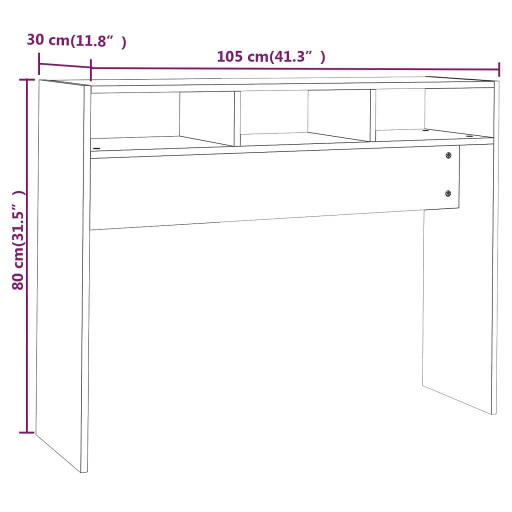 OmkarWood Goar Premium Engineered Wood Study Console Table – White Finish