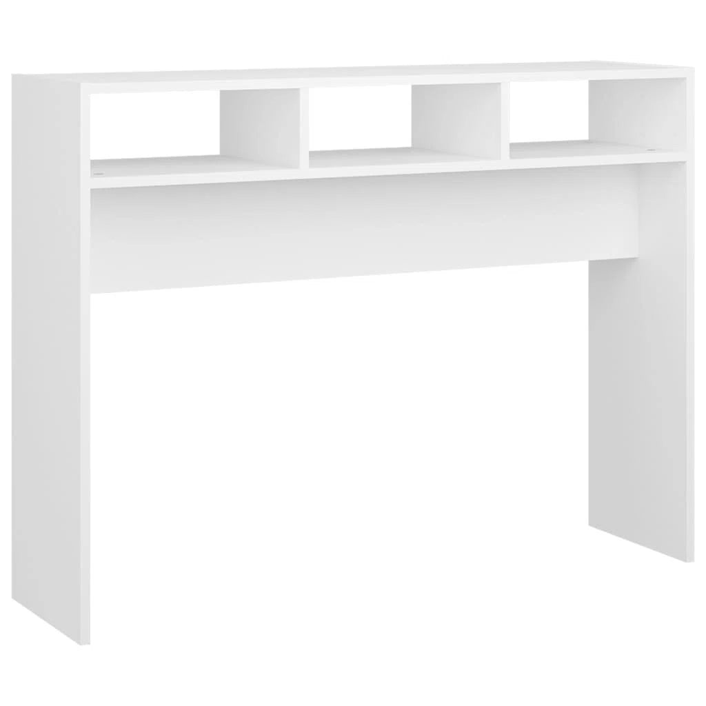 OmkarWood Goar Premium Engineered Wood Study Console Table – White Finish