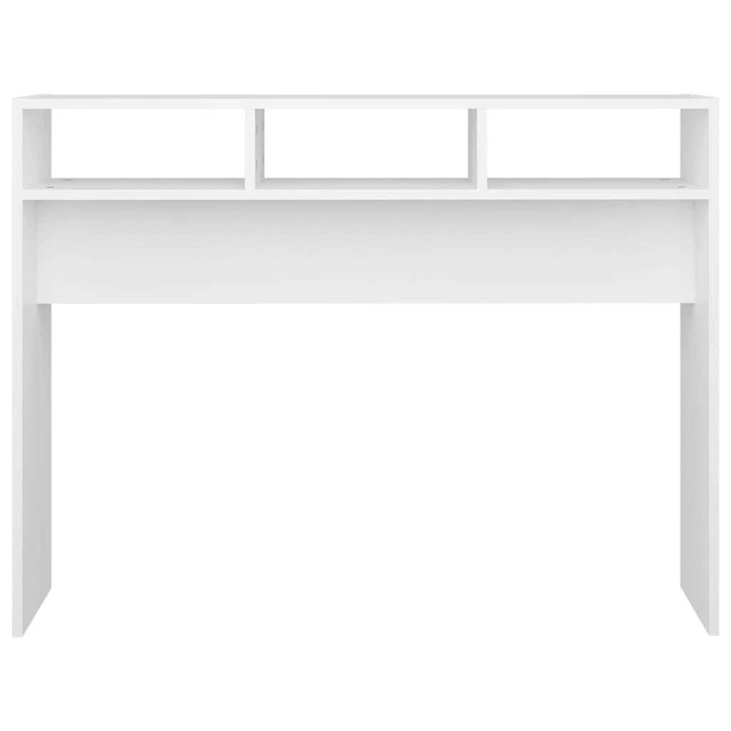 OmkarWood Goar Premium Engineered Wood Study Console Table – White Finish