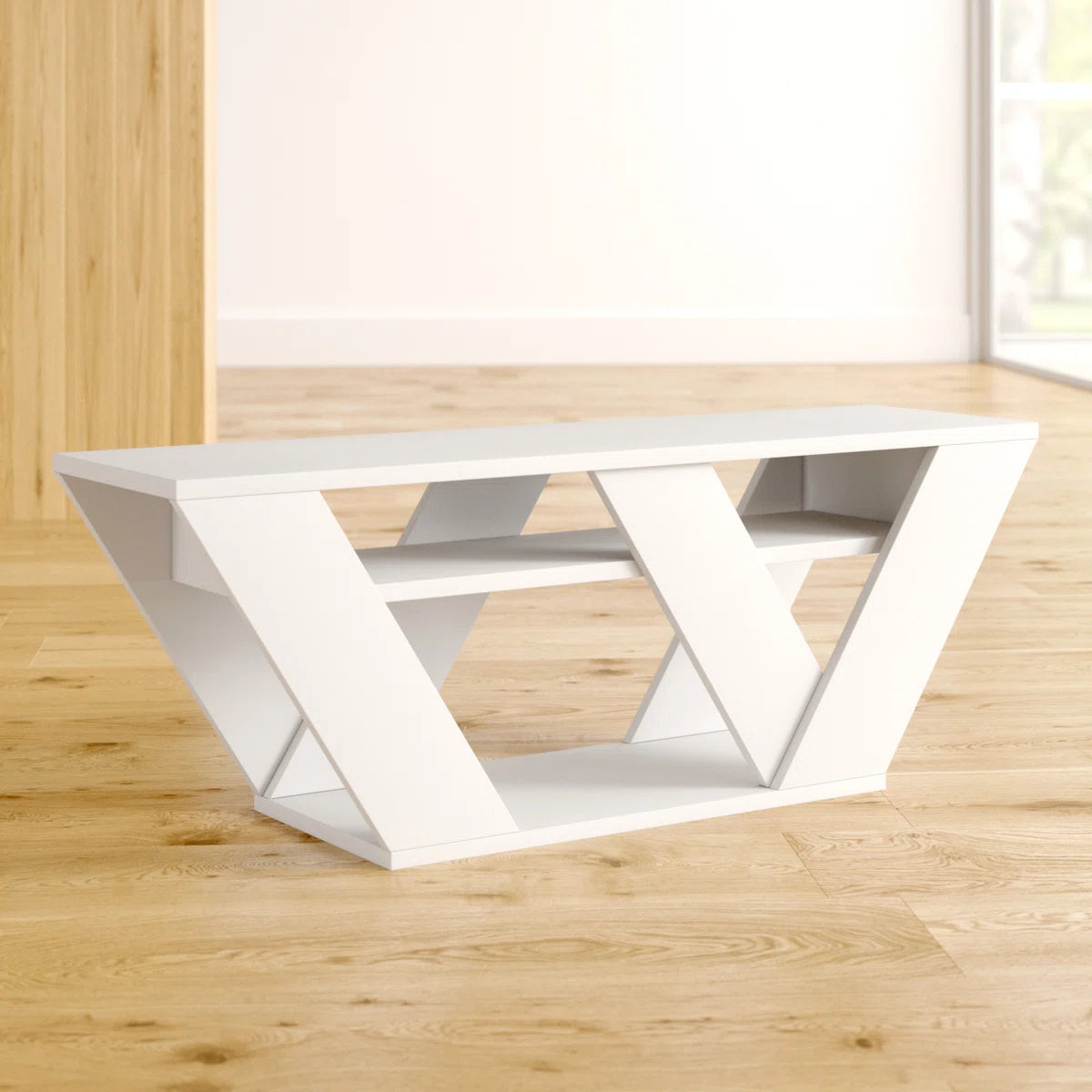 Omkarwood Kirstin 110 cm Modern V-Leg TV Unit – White