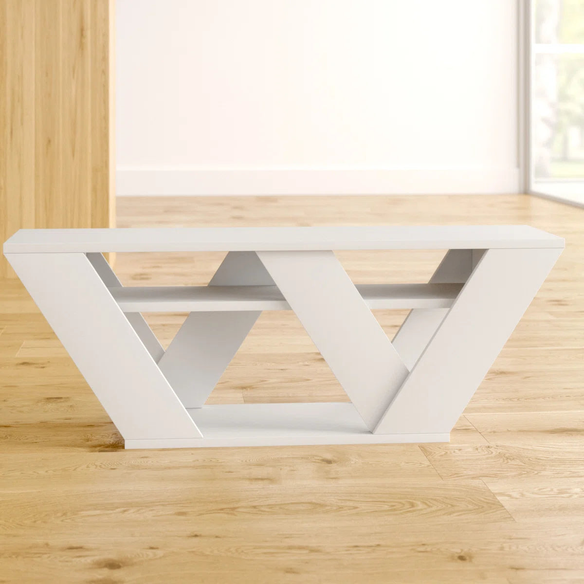 Omkarwood Kirstin 110 cm Modern V-Leg TV Unit – White