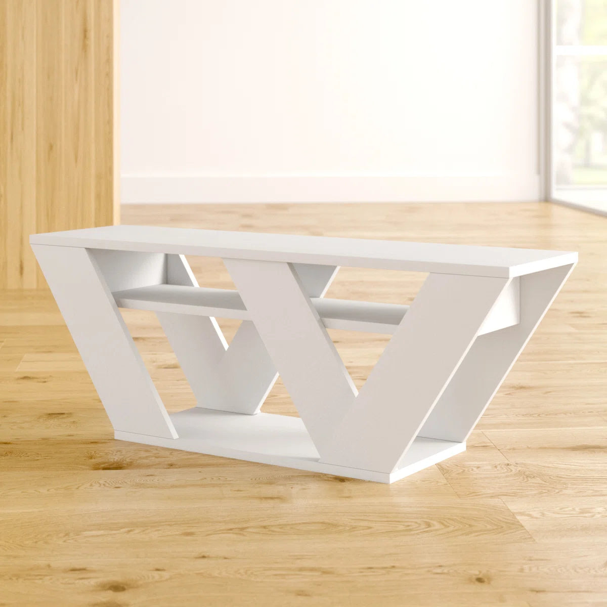 Omkarwood Kirstin 110 cm Modern V-Leg TV Unit – White