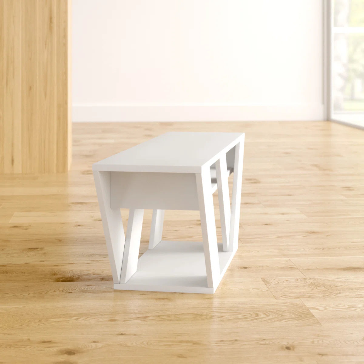 Omkarwood Kirstin 110 cm Modern V-Leg TV Unit – White