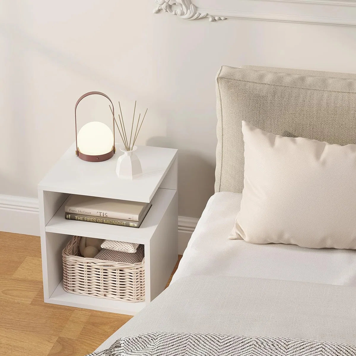Mugdha Modern Bedside Table with Multi-Level Storage by OmkarWood Furniture