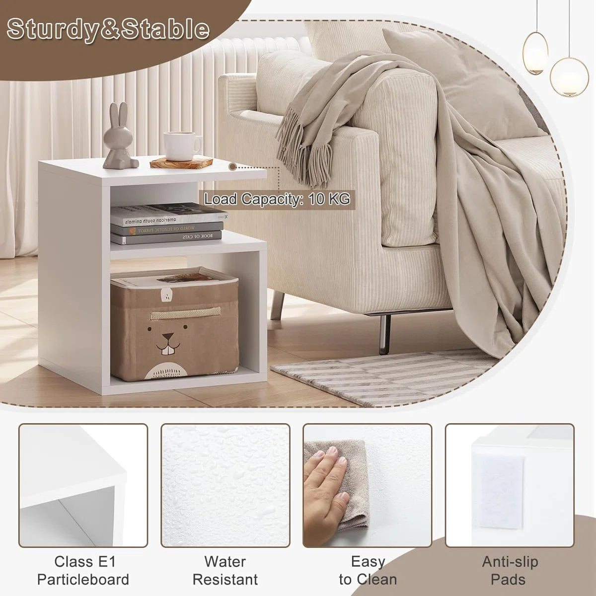 Mugdha Modern Bedside Table with Multi-Level Storage by OmkarWood Furniture