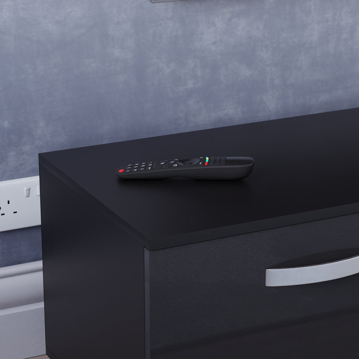 OmkarWood Premium High Gloss TV Unit – Engineered Wood Entertainment Console (Black Finish)