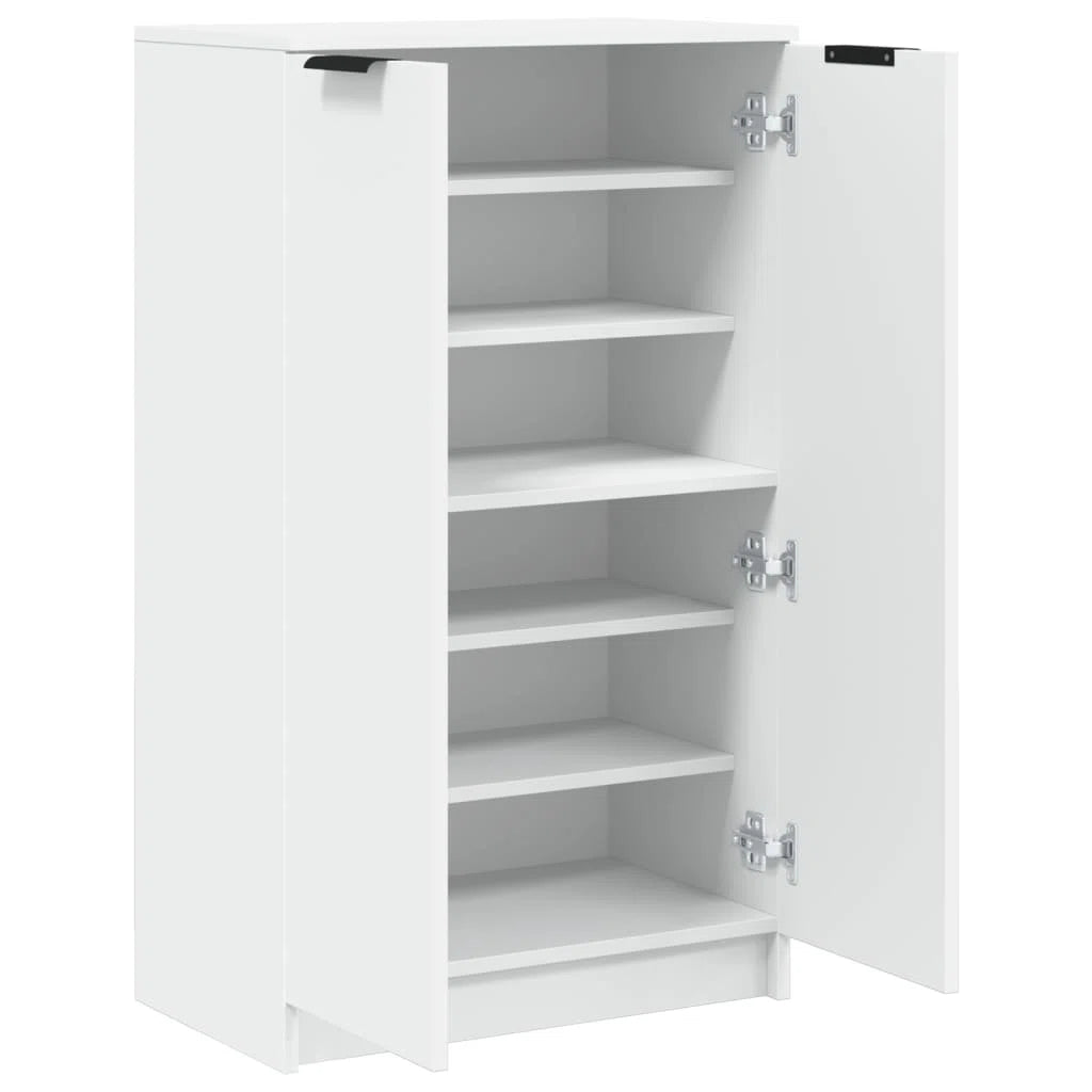 OmkarWood Premium Shoe Rack – 2-Door Cabinet for 12 Pairs (Engineered Wood, White Finish)