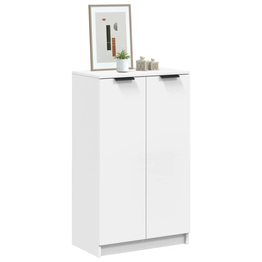 OmkarWood Premium Shoe Rack – 2-Door Cabinet for 12 Pairs (Engineered Wood, White Finish)