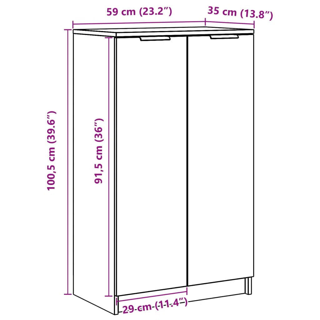 OmkarWood Premium Shoe Rack – 2-Door Cabinet for 12 Pairs (Engineered Wood, White Finish)