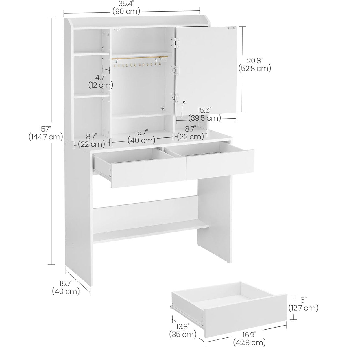 OmkarWood GraceLite Vanity Station with Hollywood Mirror
