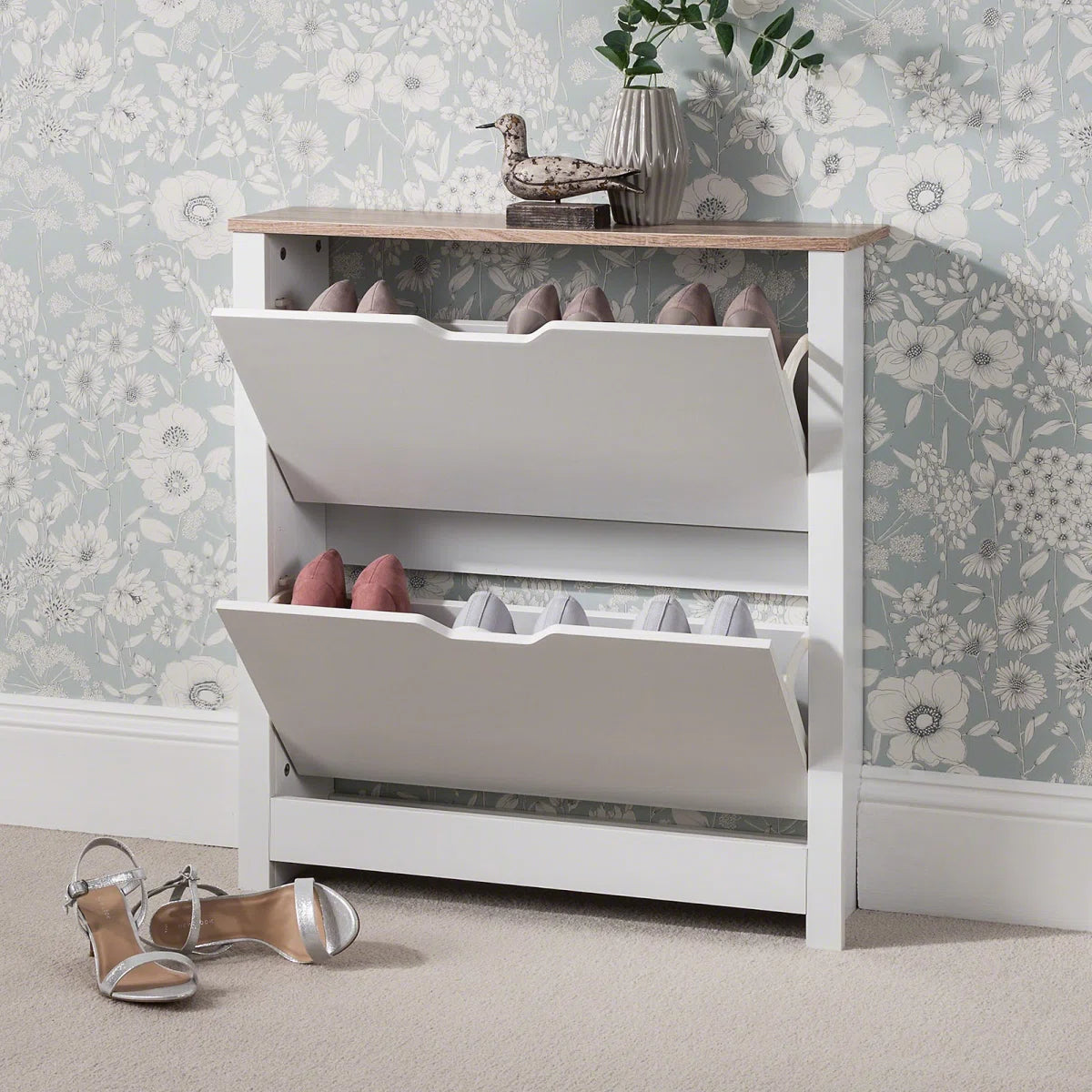 Suseela 8-Pair Flip-Down Shoe Cabinet by OmkarWood Furniture