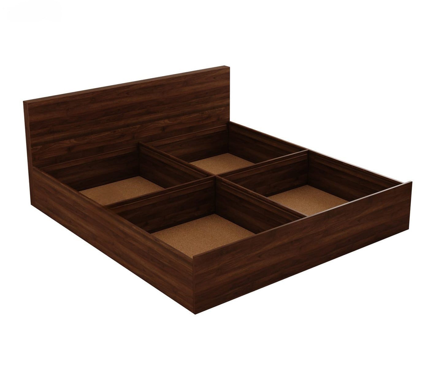 OmkarWood Elegance King Size Bed with Box Storage (Walnut Finish)