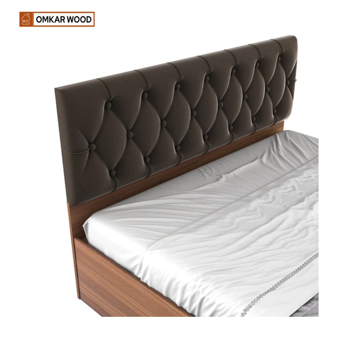 OmkarWood Premium King Size Bed with Cushioned Headboard & Box Storage
