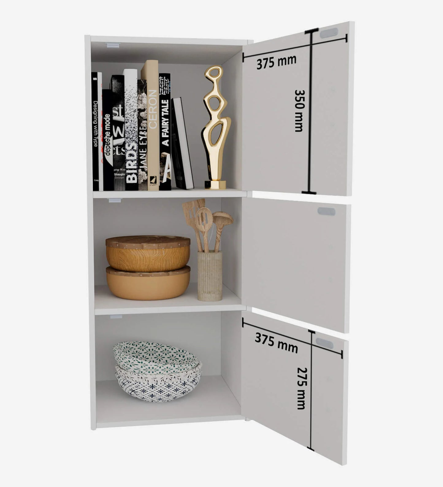 OmkarWood Prestige 3-Tier File Cabinet – White Elegance Series