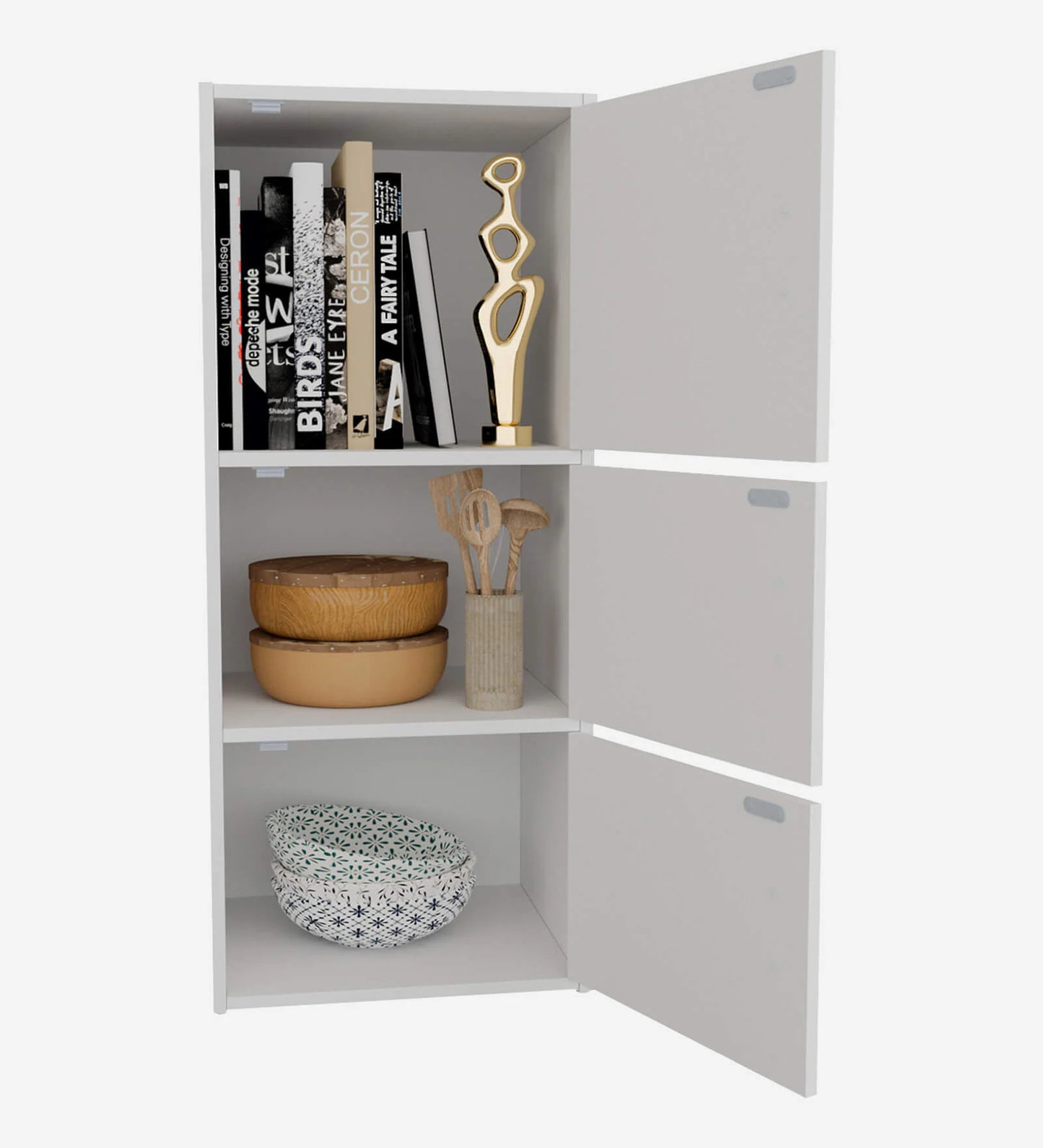 OmkarWood Prestige 3-Tier File Cabinet – White Elegance Series