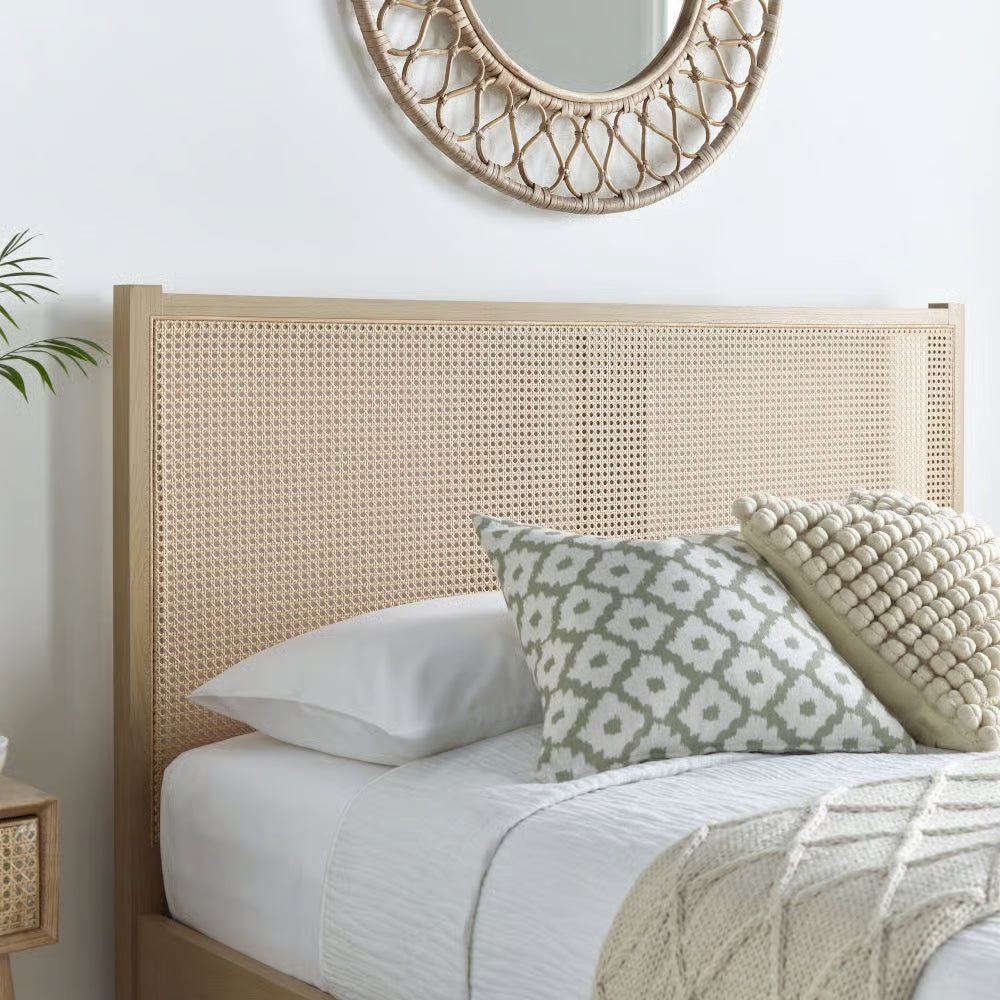 Carson Oak Rattan Ottoman Bed