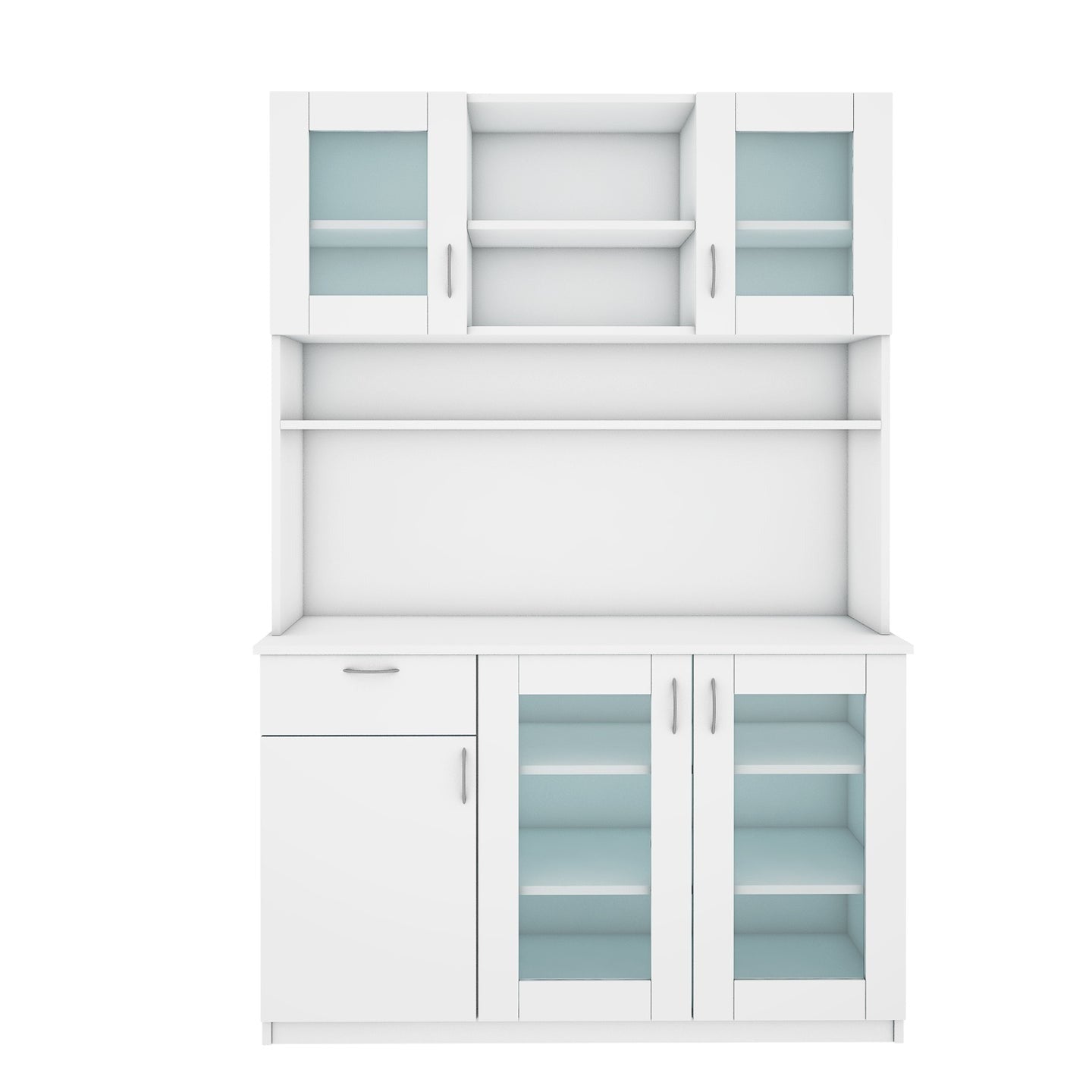 Large Crockery & Microwave Storage Cabinet with Glass Doors
