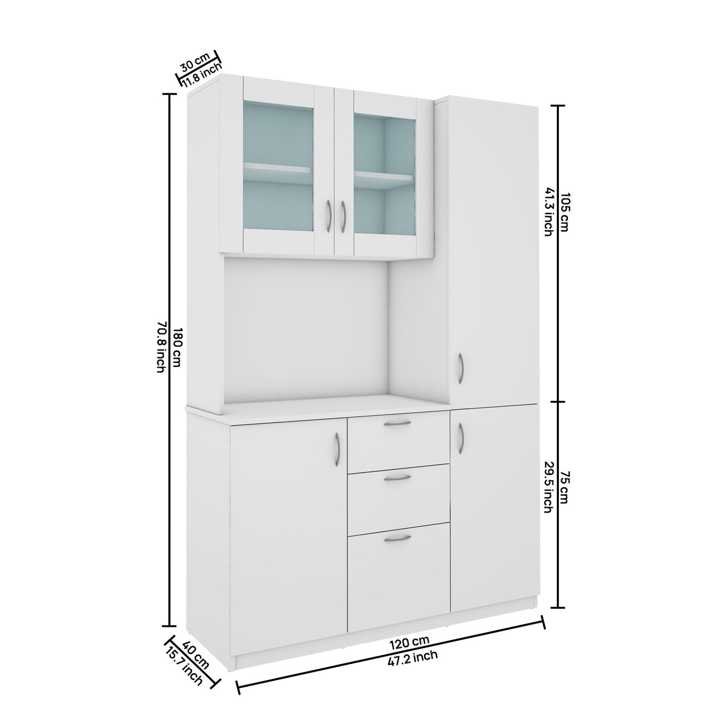 Wide Kitchen Crockery & Microwave Storage Unit