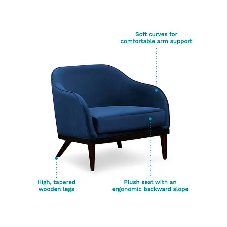 Velvet 1 Seater Armchair in Royal Blue