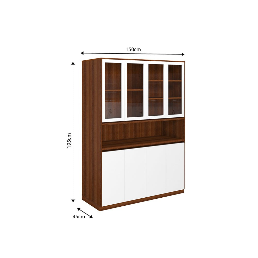 Elegance Crockery Unit – Walnut & Frosty White Finish
